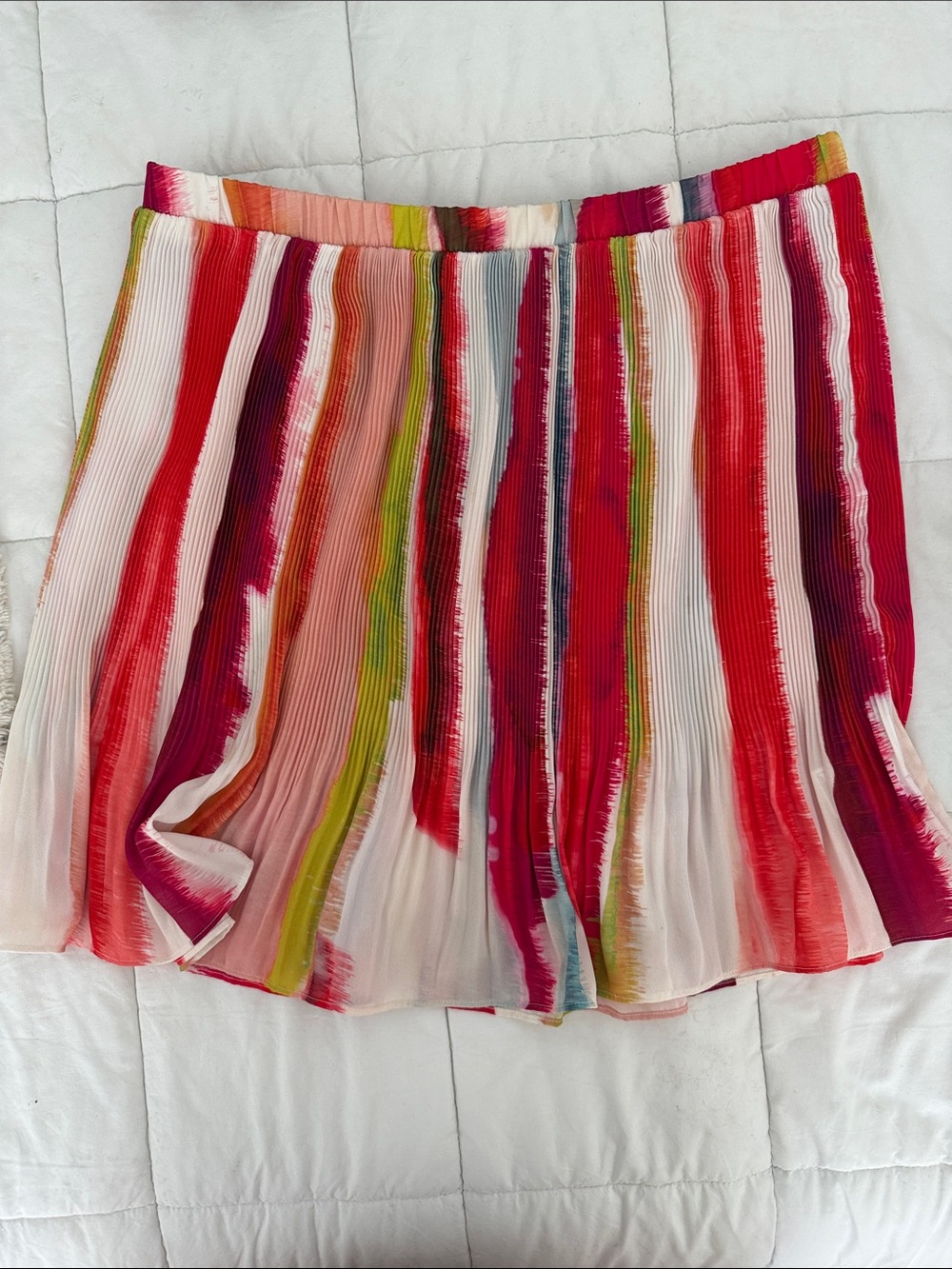 BB Dakota by Steve Madden Multicolor Pleated Skater Skirt - Red, Pink, Green